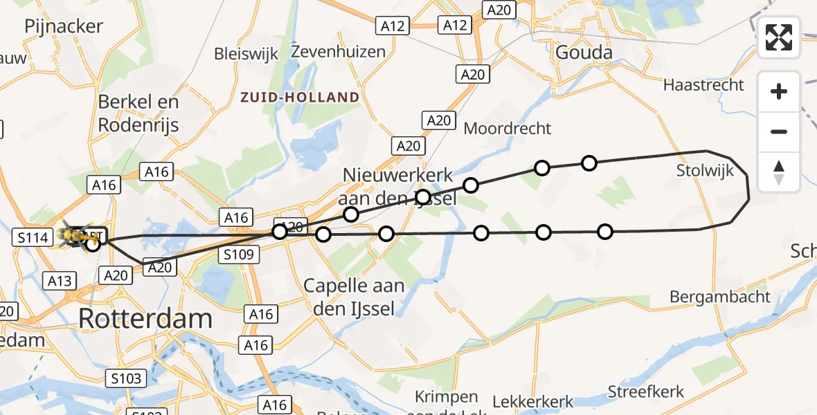 Vluchtroute Traumahelikopter Rotterdam The Hague Airport - Rotterdam The Hague Airport, 09 september 2026, 11:06