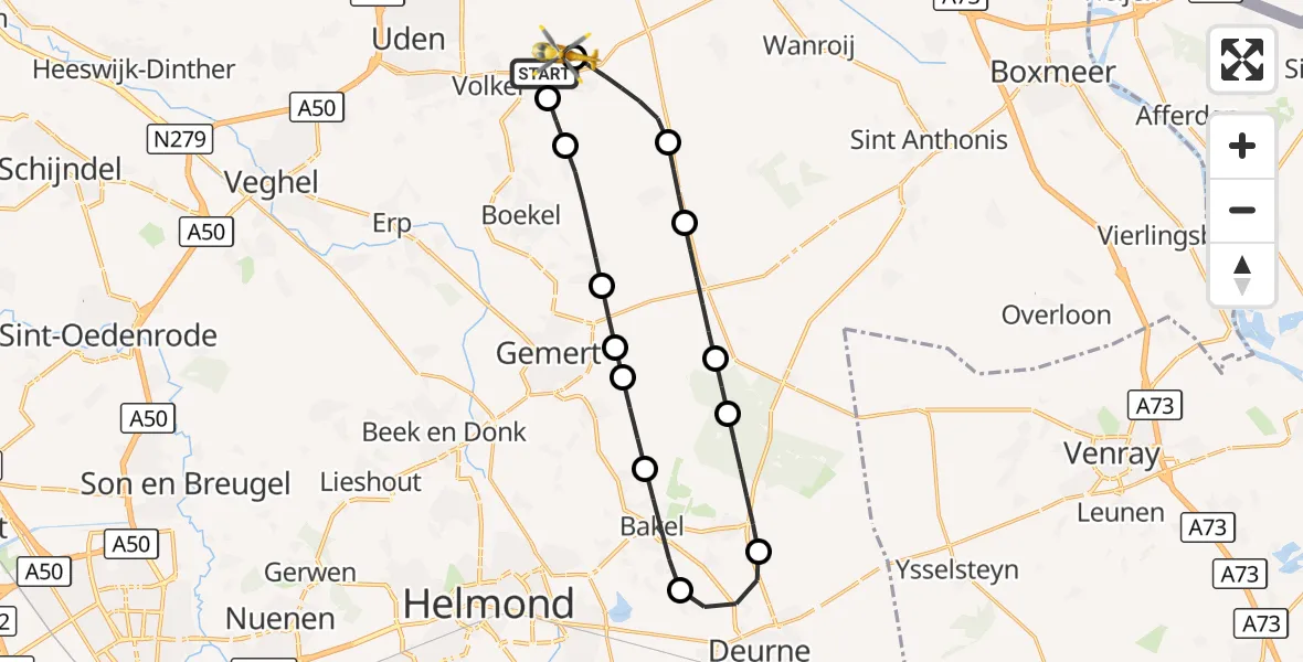 Vluchtroute Traumahelikopter Vliegbasis Volkel - Vliegbasis Volkel, 09 september 2026, 18:10