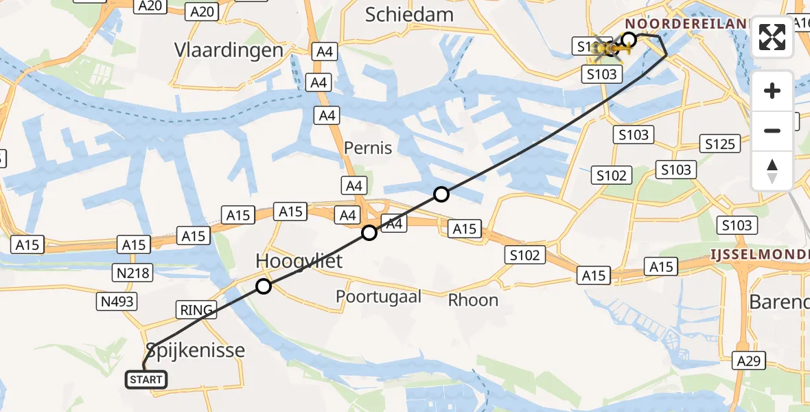 Vluchtroute Traumahelikopter Spijkenisse - Erasmus MC, 09 september 2026, 21:58