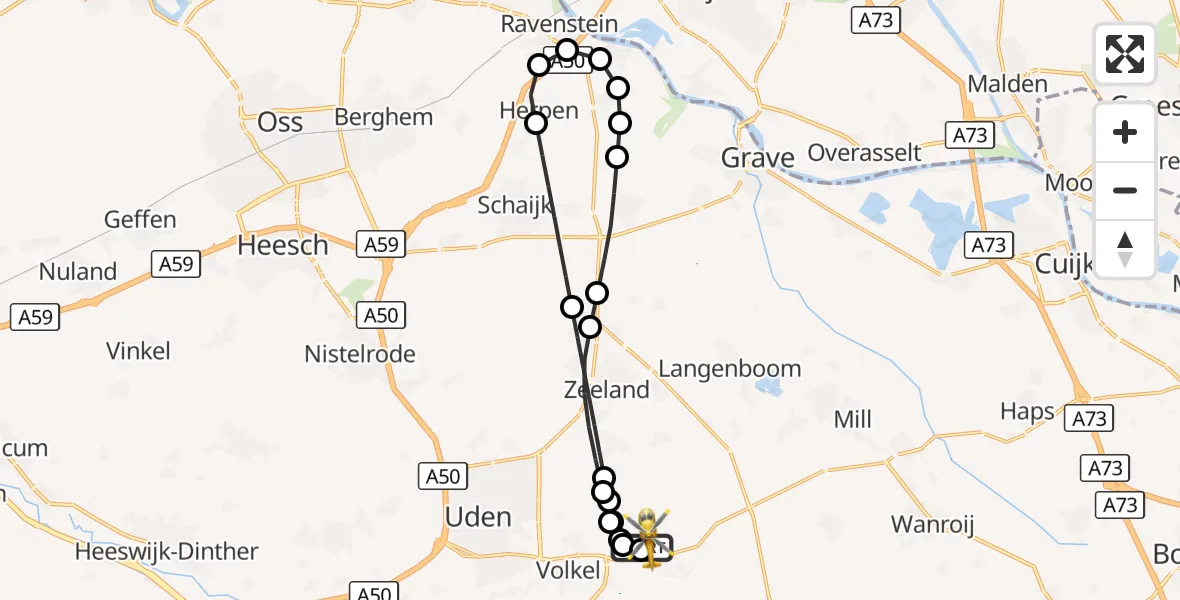 Vluchtroute Traumahelikopter Vliegbasis Volkel - Vliegbasis Volkel, 09 september 2026, 23:01
