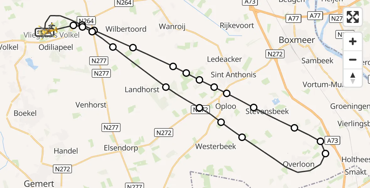 Vluchtroute Traumahelikopter Vliegbasis Volkel - Vliegbasis Volkel, 10 september 2026, 05:15