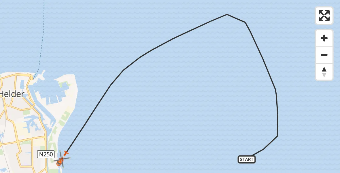 Vluchtroute Kustwachthelikopter Waddenzee - Den Helder, 10 september 2026, 10:35