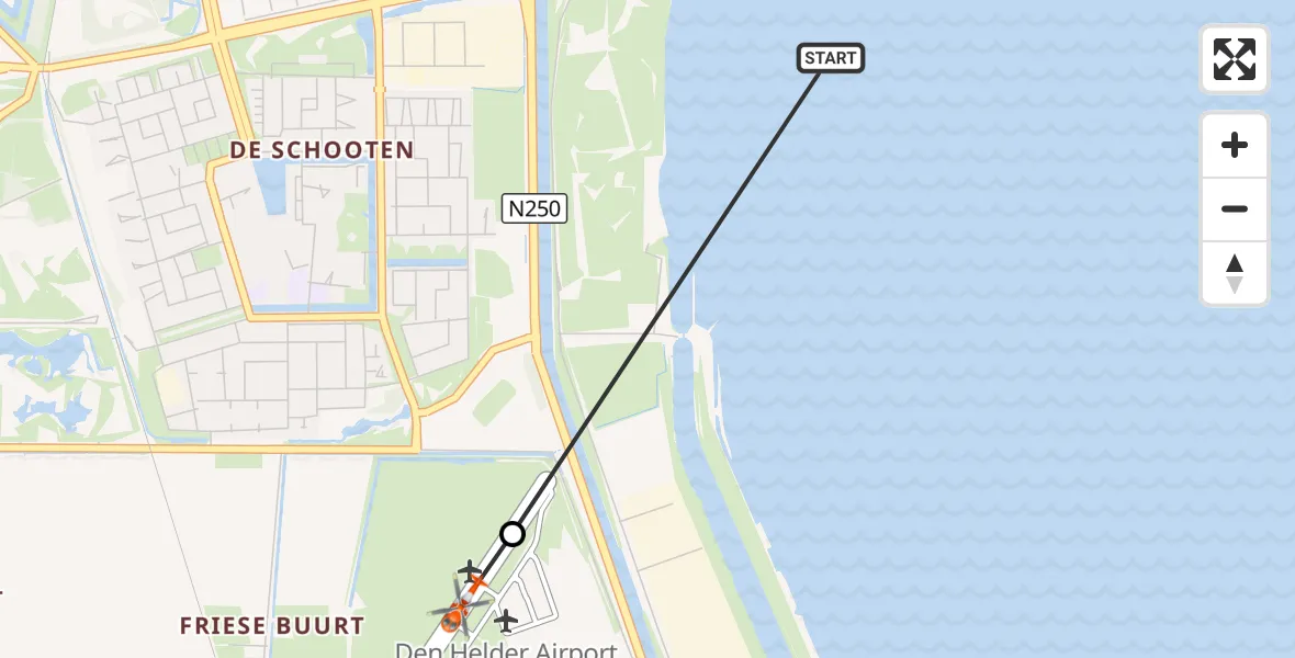 Vluchtroute Kustwachthelikopter Waddenzee - Militair vliegveld De Kooy / Den Helder Airport, 10 september 2026, 10:40