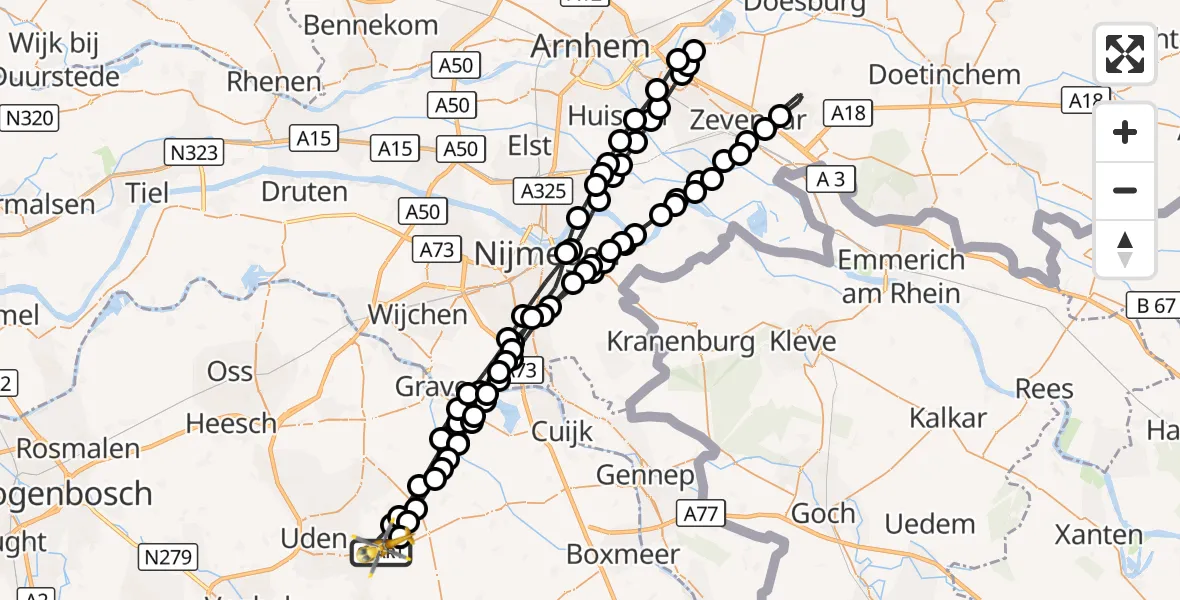 Vluchtroute Traumahelikopter Vliegbasis Volkel - Vliegbasis Volkel, 10 september 2026, 13:34