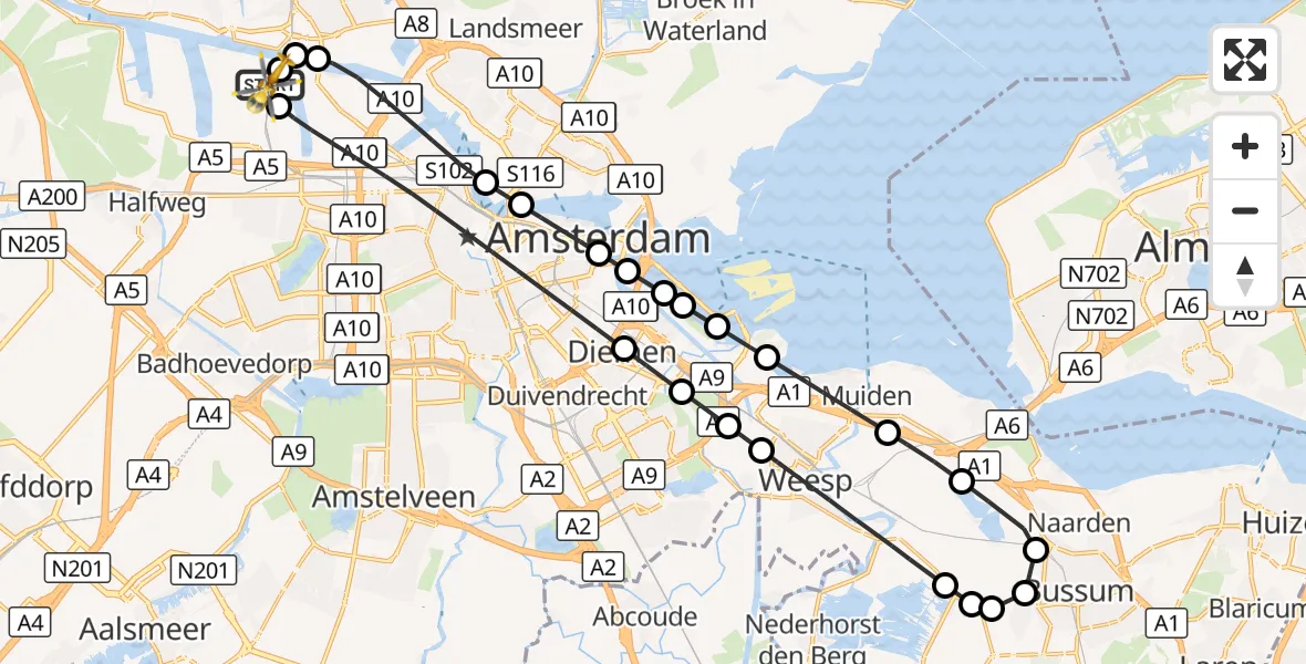Vluchtroute Traumahelikopter Amsterdam Heliport - Amsterdam Heliport, 10 september 2026, 13:39