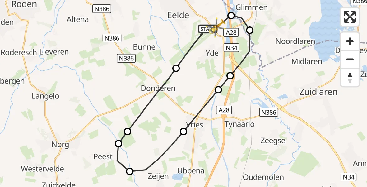 Vluchtroute Traumahelikopter Groningen Airport Eelde - Eelde, 10 september 2026, 17:06