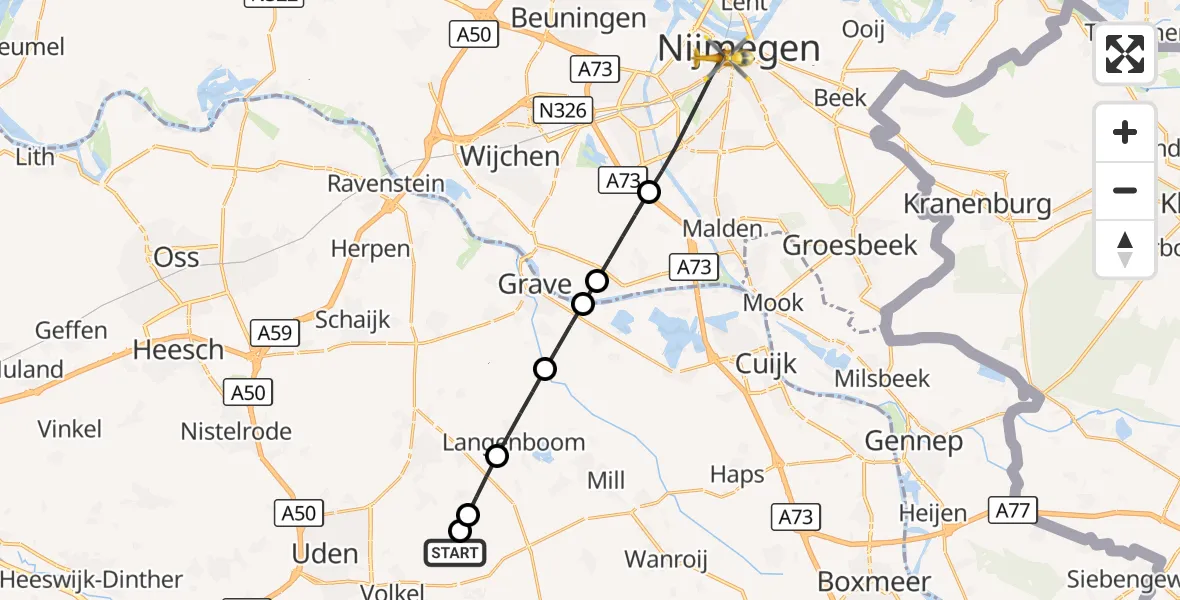Vluchtroute Traumahelikopter Vliegbasis Volkel - Nijmegen, 10 september 2026, 18:02