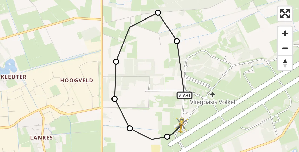 Vluchtroute Traumahelikopter Vliegbasis Volkel - Vliegbasis Volkel, 10 september 2026, 19:02