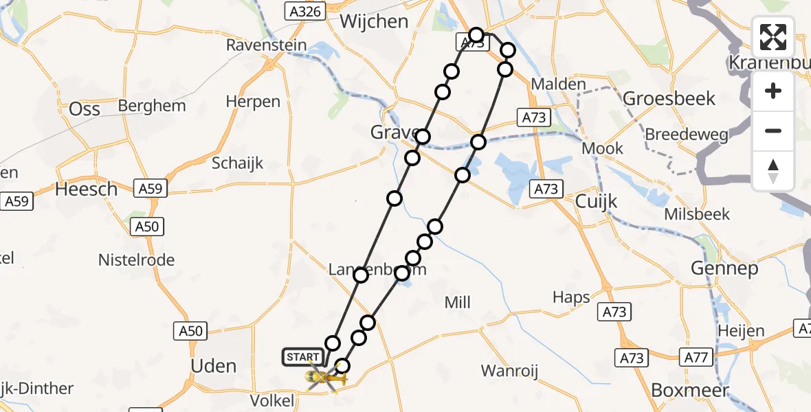 Vluchtroute Traumahelikopter Vliegbasis Volkel - Vliegbasis Volkel, 10 september 2026, 19:18