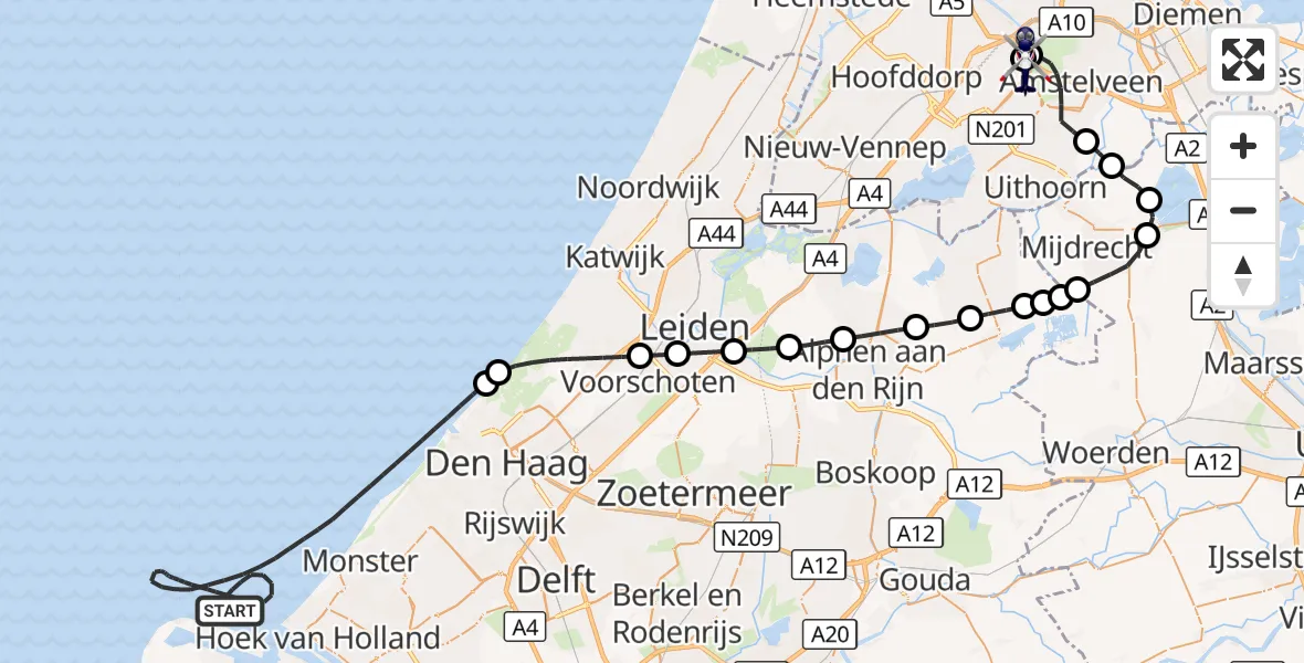 Vluchtroute Politiehelikopter Noordzee - Amsterdam Vliegveld Schiphol, 11 september 2026, 11:45