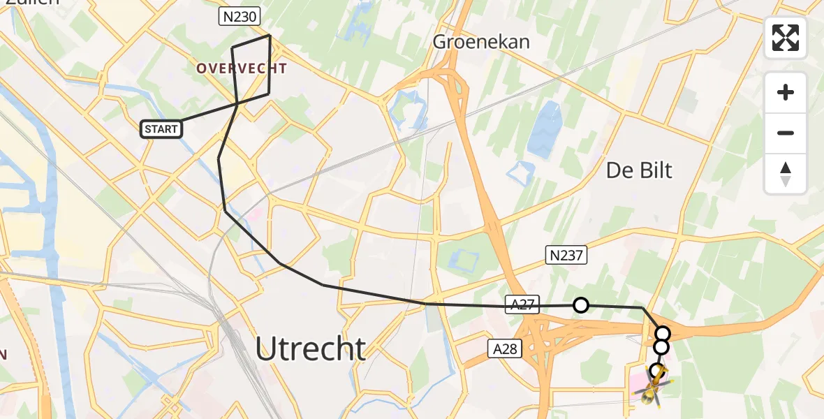 Vluchtroute Traumahelikopter Utrecht - Universitair Medisch Centrum Utrecht, 12 september 2026, 12:01