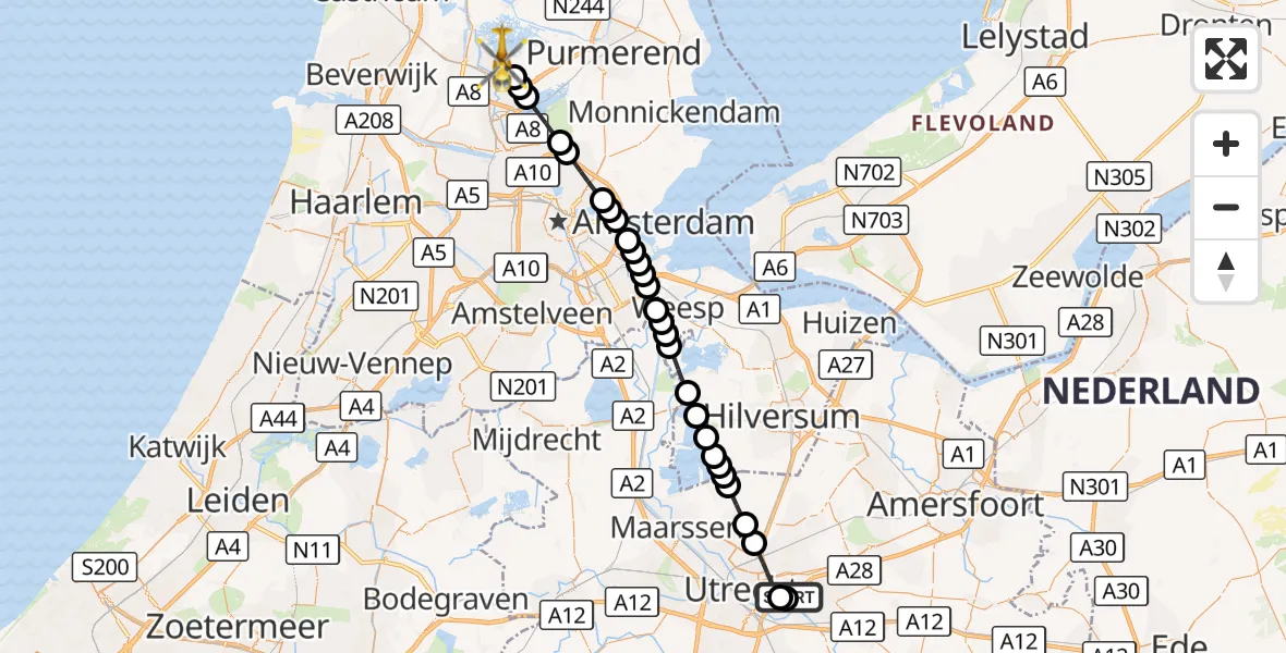Vluchtroute Traumahelikopter Universitair Medisch Centrum Utrecht - Wormer, 12 september 2026, 12:27