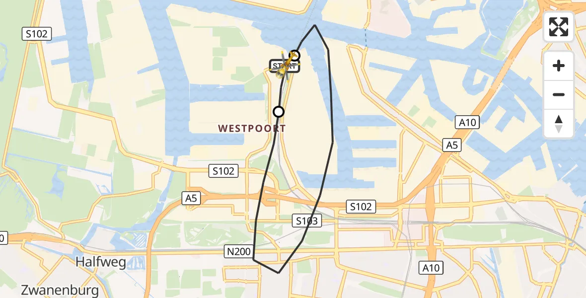 Vluchtroute Traumahelikopter Amsterdam Heliport - Amsterdam Heliport, 12 september 2026, 14:04