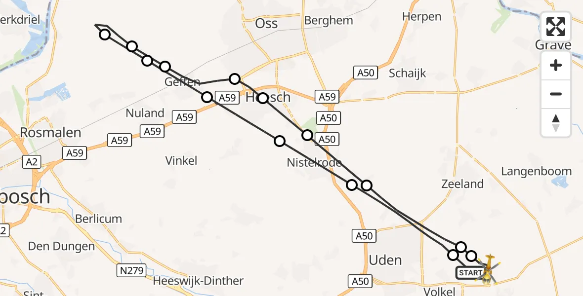 Vluchtroute Traumahelikopter Vliegbasis Volkel - Vliegbasis Volkel, 12 september 2026, 14:16