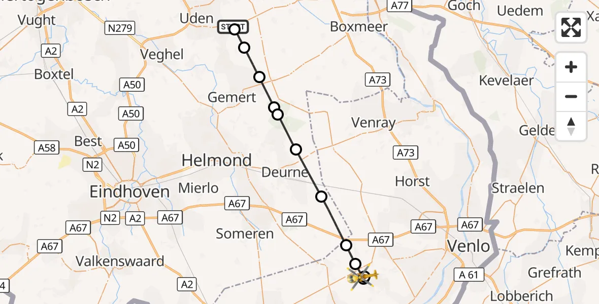 Vluchtroute Traumahelikopter Vliegbasis Volkel - Beringe, 12 september 2026, 15:55