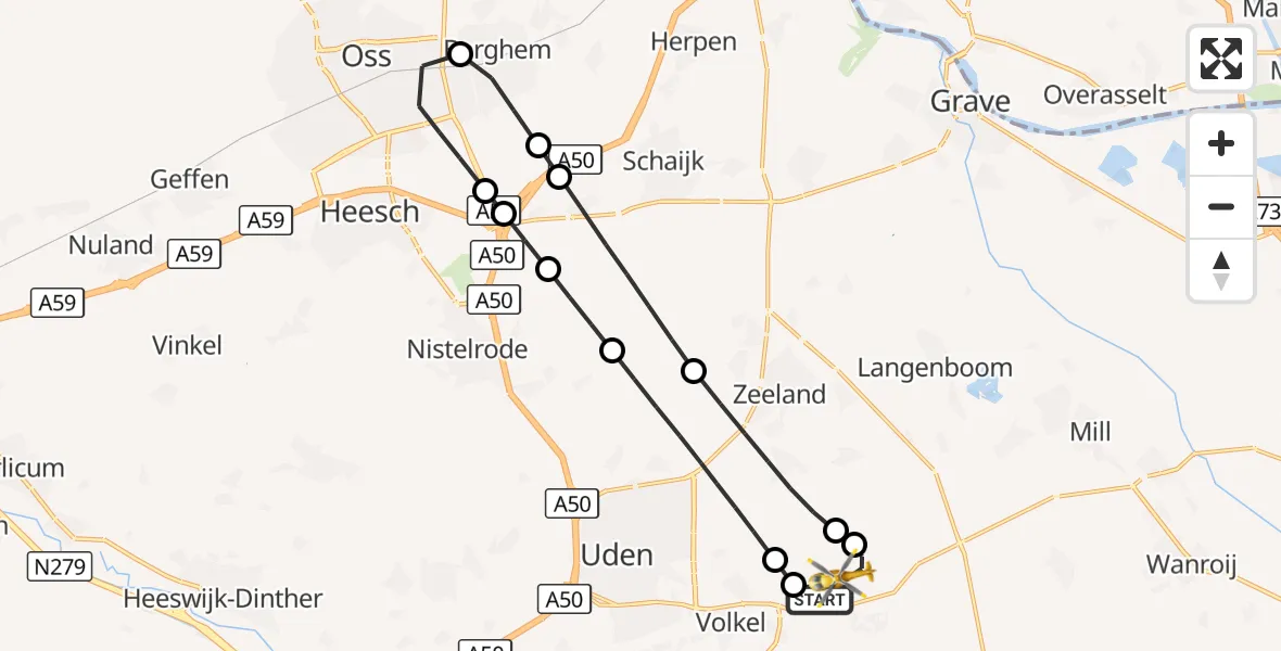 Vluchtroute Traumahelikopter Vliegbasis Volkel - Vliegbasis Volkel, 12 september 2026, 19:36