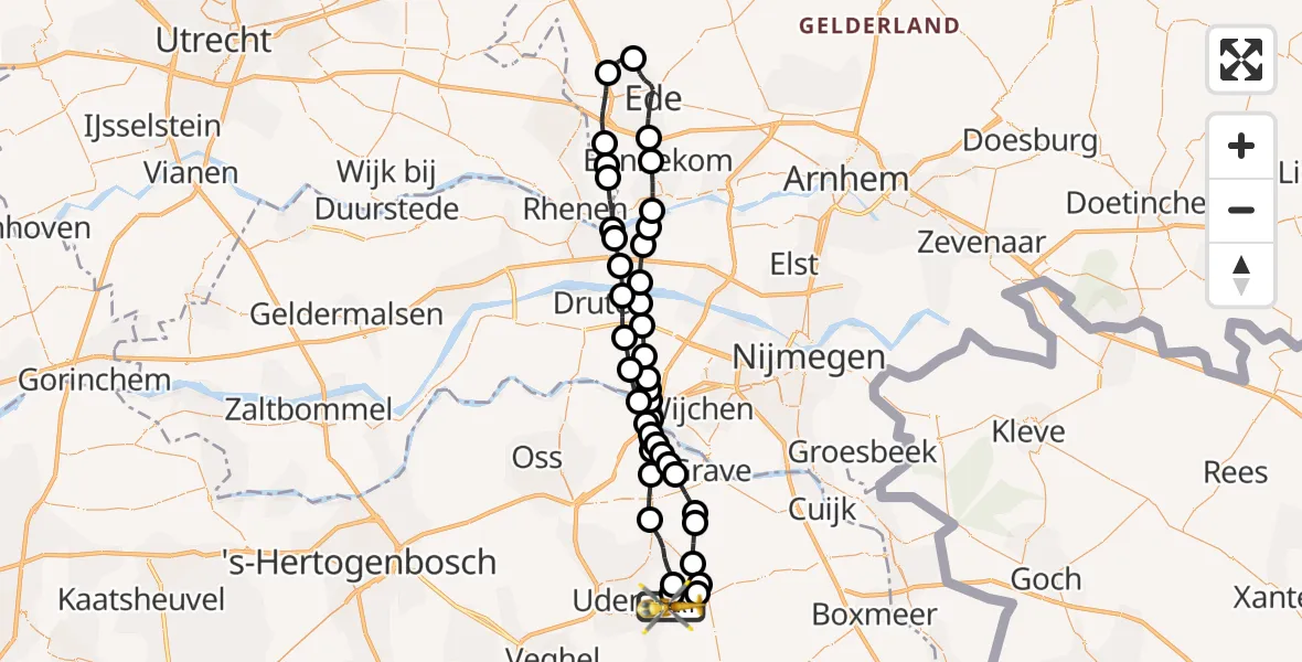 Vluchtroute Traumahelikopter Vliegbasis Volkel - Vliegbasis Volkel, 13 september 2026, 07:12