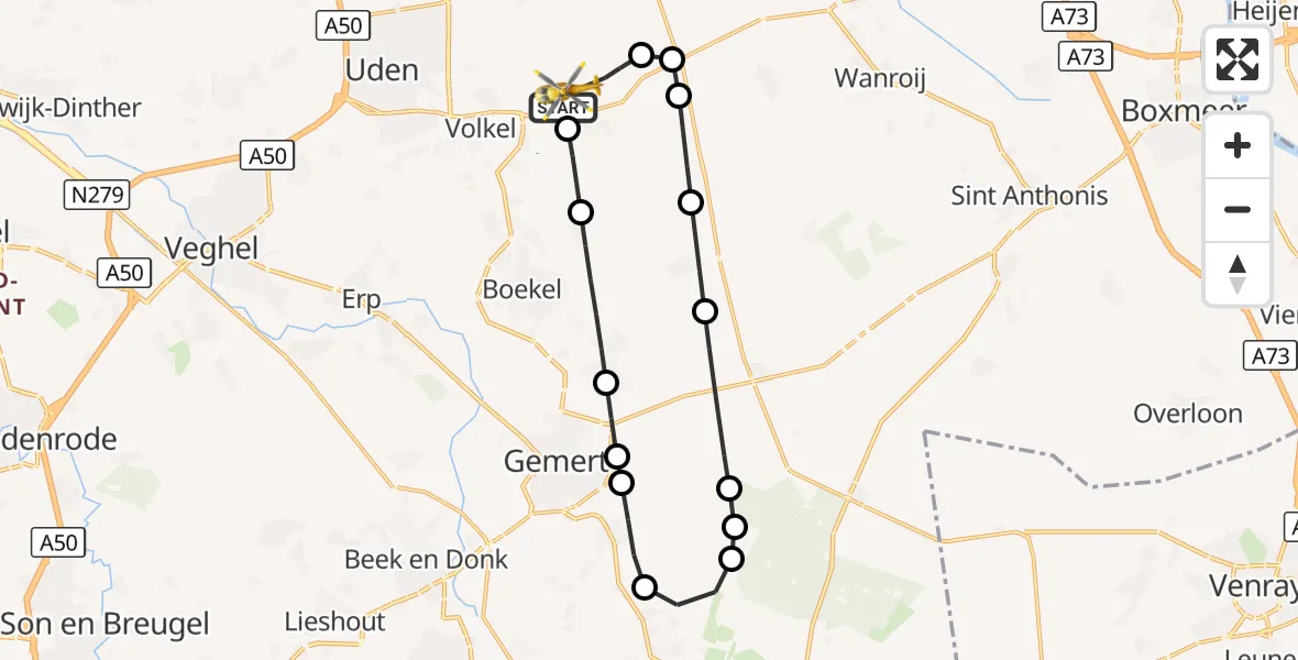 Vluchtroute Traumahelikopter Vliegbasis Volkel - Vliegbasis Volkel, 13 september 2026, 08:21