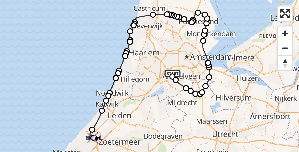 Vluchtroute Politiehelikopter Amsterdam Vliegveld Schiphol - 's-Gravenhage, 13 september 2026, 10:25
