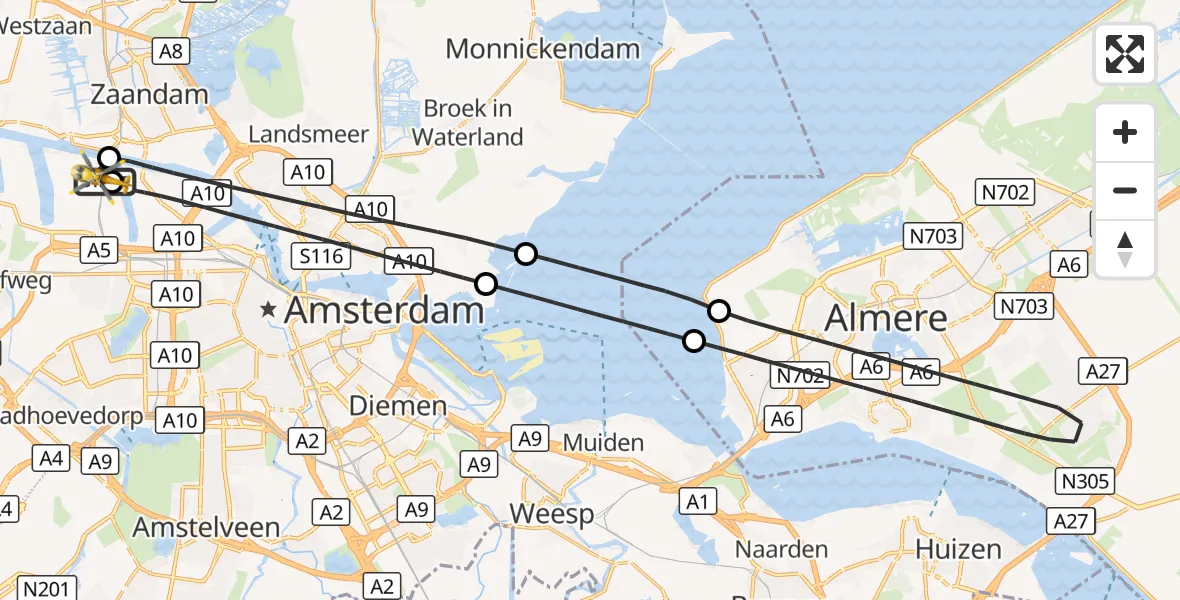 Vluchtroute Traumahelikopter Amsterdam Heliport - Amsterdam Heliport, 13 september 2026, 10:45