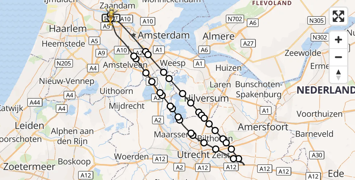 Vluchtroute Traumahelikopter Amsterdam Heliport - Amsterdam Heliport, 13 september 2026, 15:16