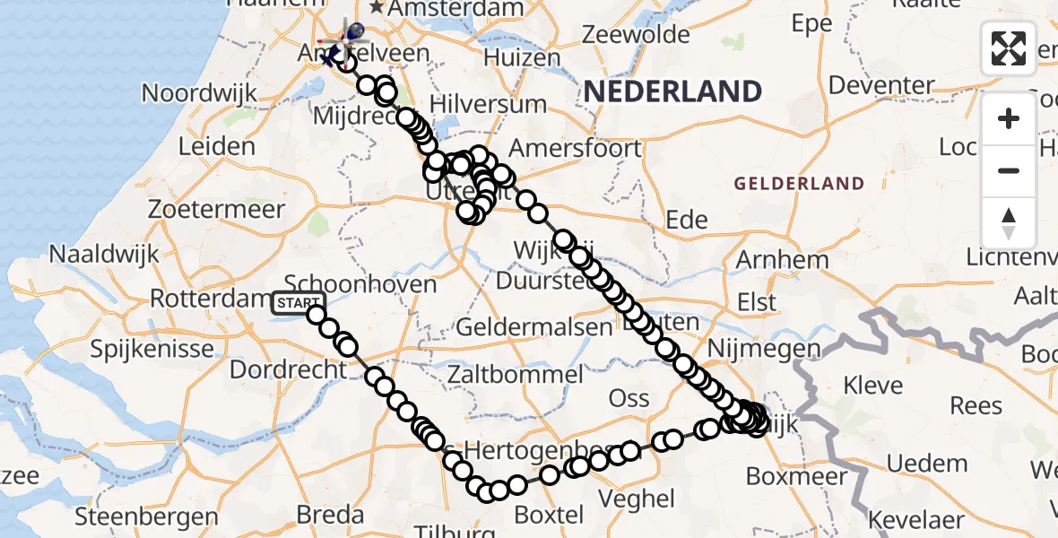 Vluchtroute Politiehelikopter Lekkerkerk - Amsterdam Vliegveld Schiphol, 13 september 2026, 18:08
