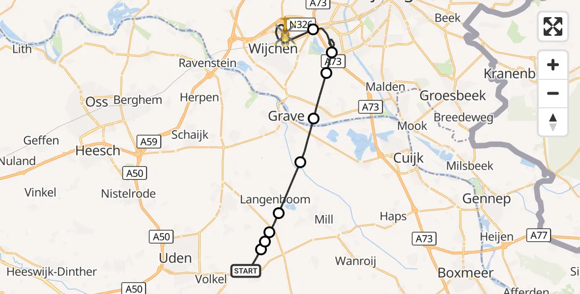 Vluchtroute Traumahelikopter Vliegbasis Volkel - Wijchen, 13 september 2026, 18:26