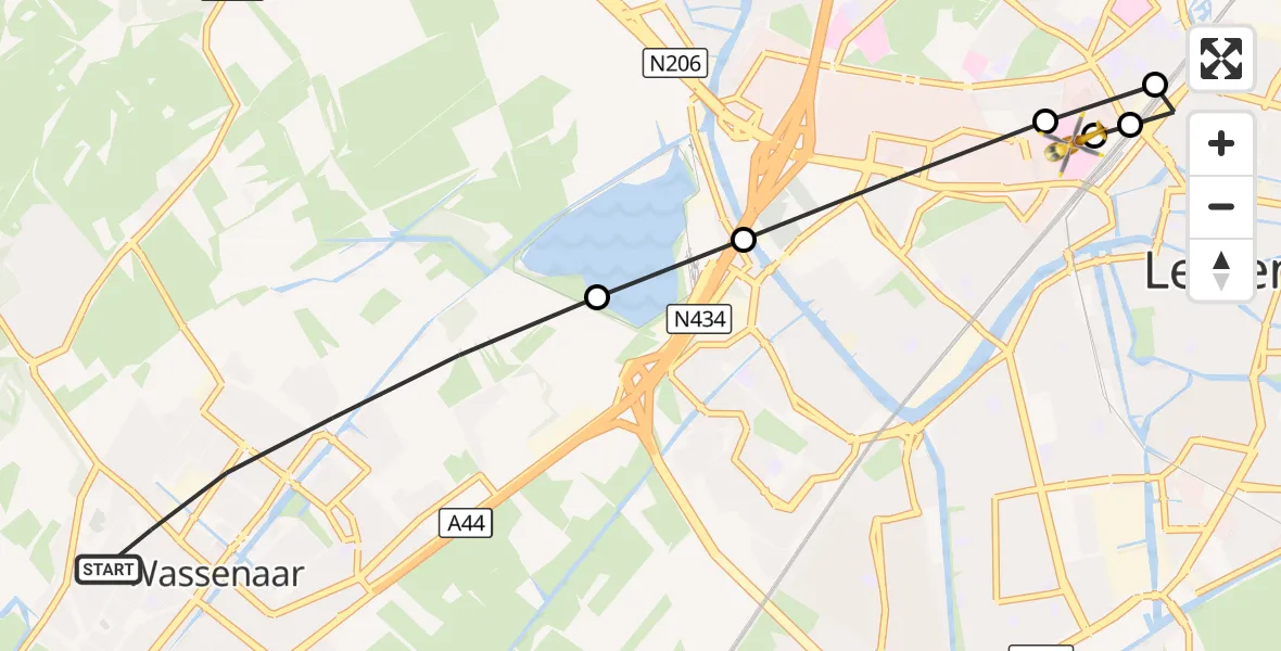 Vluchtroute Traumahelikopter Wassenaar - Leids Universitair Medisch Centrum (LUMC), 14 september 2026, 09:20