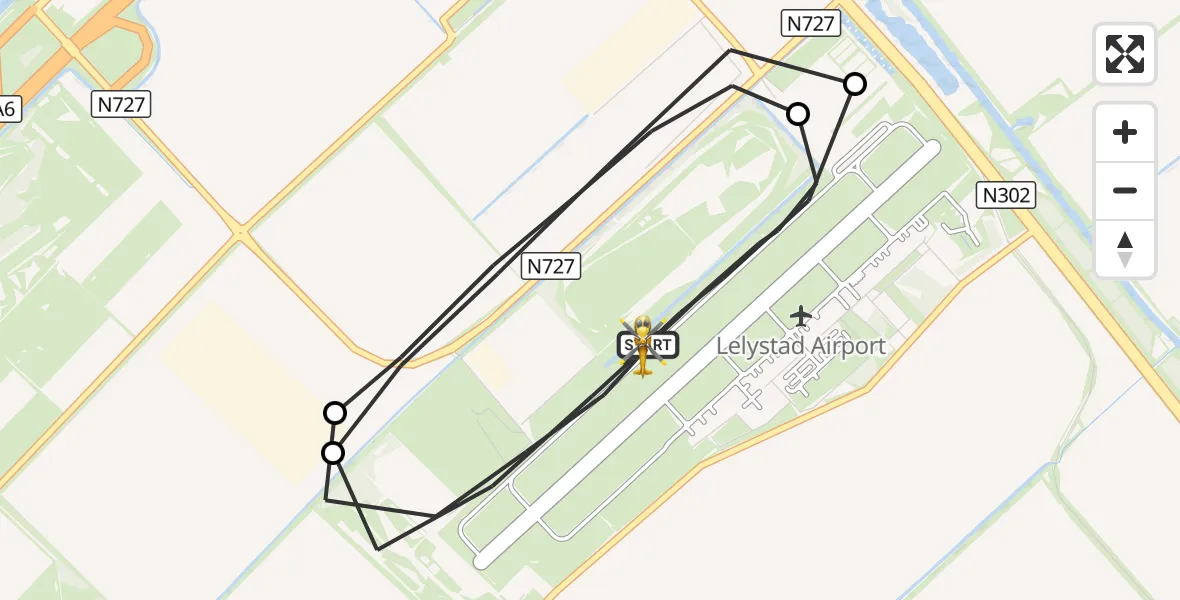 Vluchtroute Traumahelikopter Lelystad Airport - Lelystad Airport, 14 september 2026, 09:43