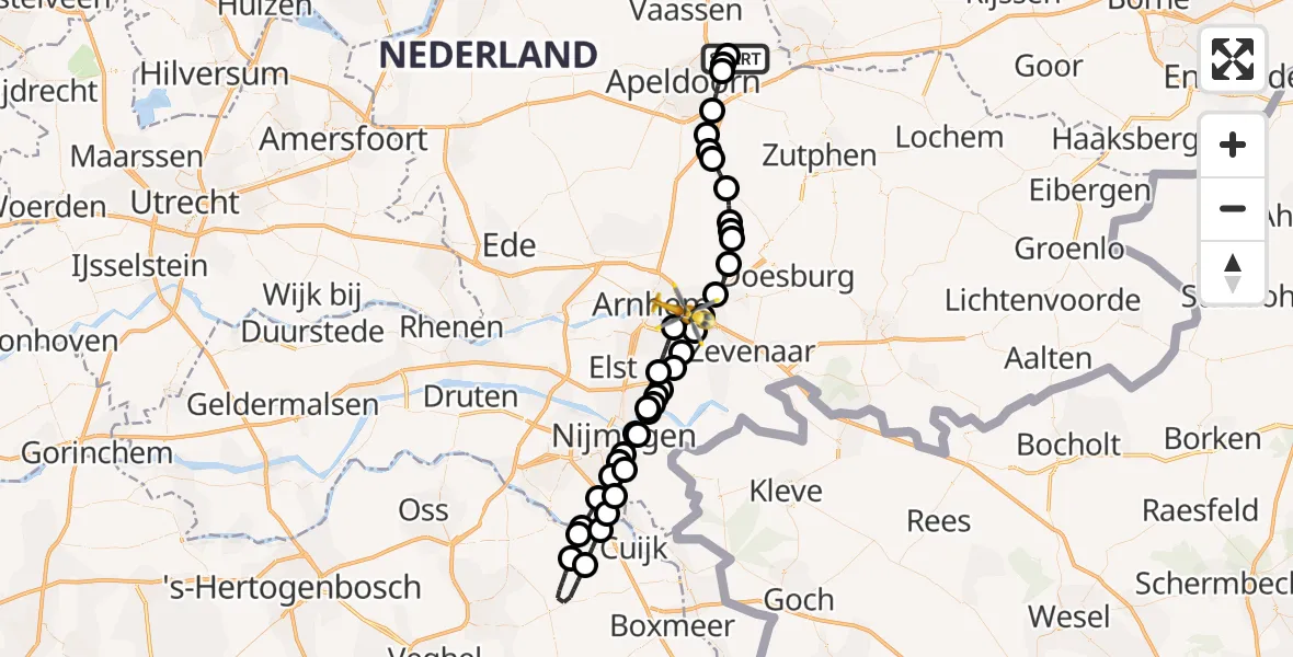Vluchtroute Traumahelikopter Vliegveld Teuge - Arnhem, 14 september 2026, 10:41