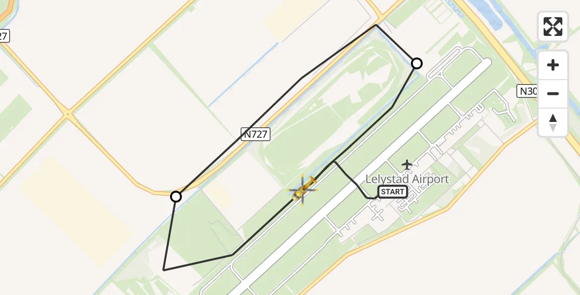 Vluchtroute Traumahelikopter Lelystad Airport - Lelystad Airport, 14 september 2026, 11:16