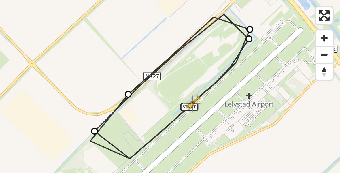 Vluchtroute Traumahelikopter Lelystad Airport - Lelystad Airport, 14 september 2026, 11:28