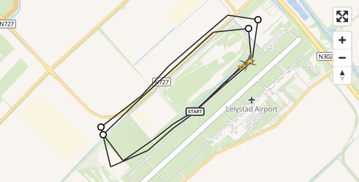 Vluchtroute Traumahelikopter Lelystad Airport - Lelystad Airport, 14 september 2026, 11:48