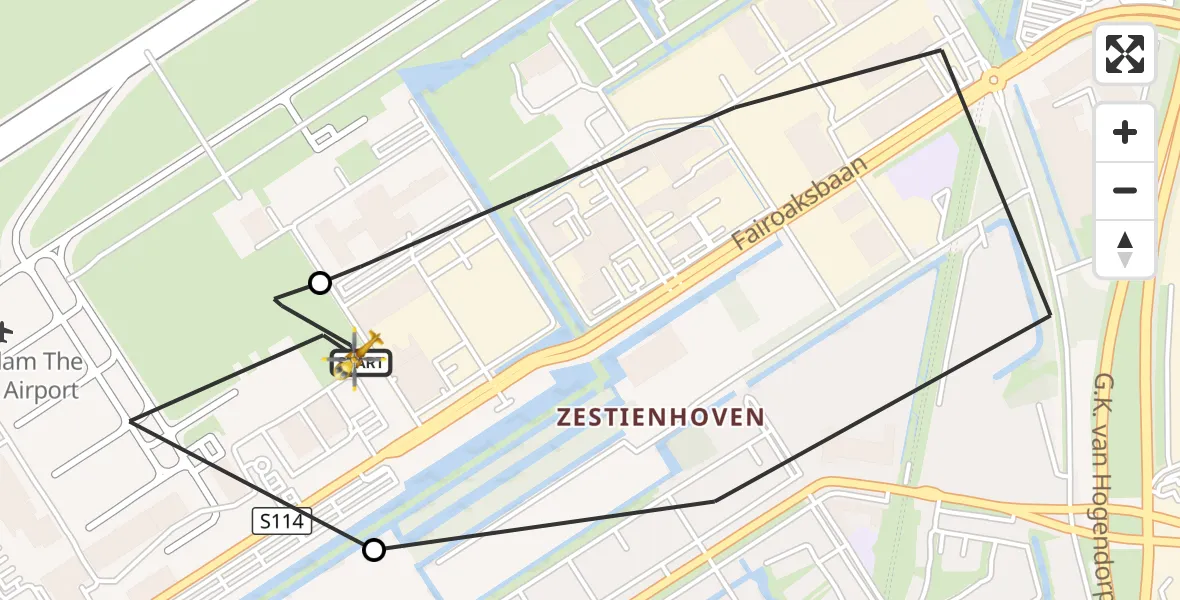 Vluchtroute Traumahelikopter Rotterdam The Hague Airport - Rotterdam The Hague Airport, 14 september 2026, 13:28