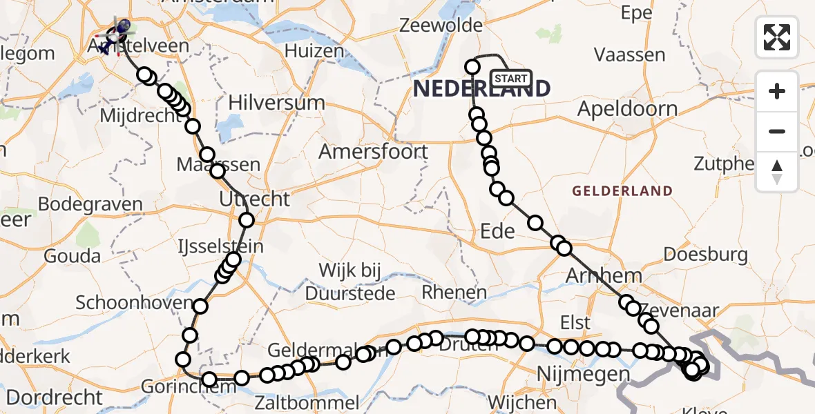 Vluchtroute Politiehelikopter Ermelo - Amsterdam Vliegveld Schiphol, 14 september 2026, 14:04