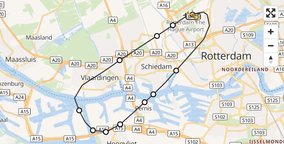 Vluchtroute Traumahelikopter Rotterdam The Hague Airport - Rotterdam The Hague Airport, 14 september 2026, 15:56