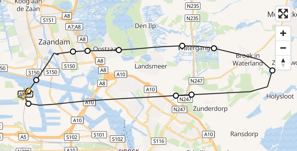 Vluchtroute Traumahelikopter Amsterdam Heliport - Amsterdam Heliport, 14 september 2026, 16:13