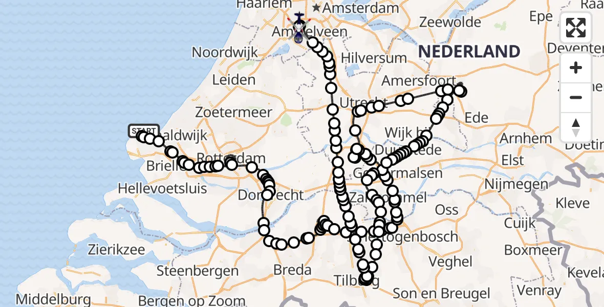 Vluchtroute Politiehelikopter Noordzee - Amsterdam Vliegveld Schiphol, 14 september 2026, 18:01