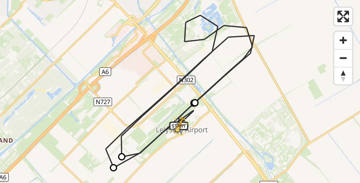 Vluchtroute Traumahelikopter Lelystad Airport - Lelystad Airport, 15 september 2026, 11:34