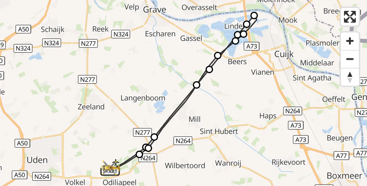 Vluchtroute Traumahelikopter Vliegbasis Volkel - Vliegbasis Volkel, 15 september 2026, 13:34