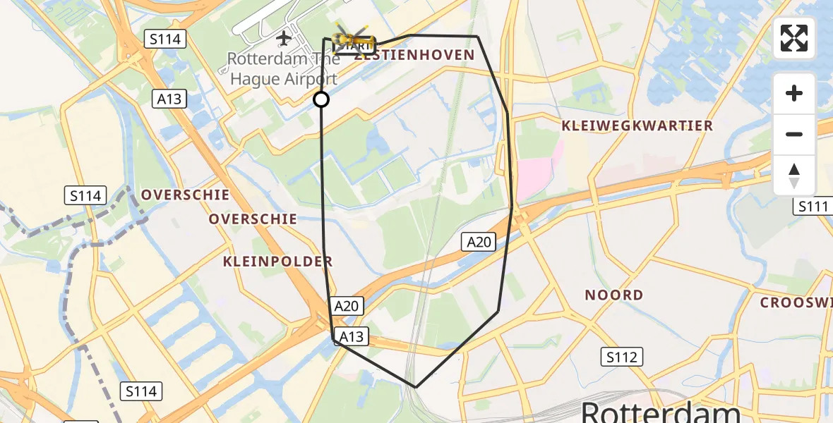 Vluchtroute Traumahelikopter Rotterdam The Hague Airport - Rotterdam The Hague Airport, 15 september 2026, 17:51