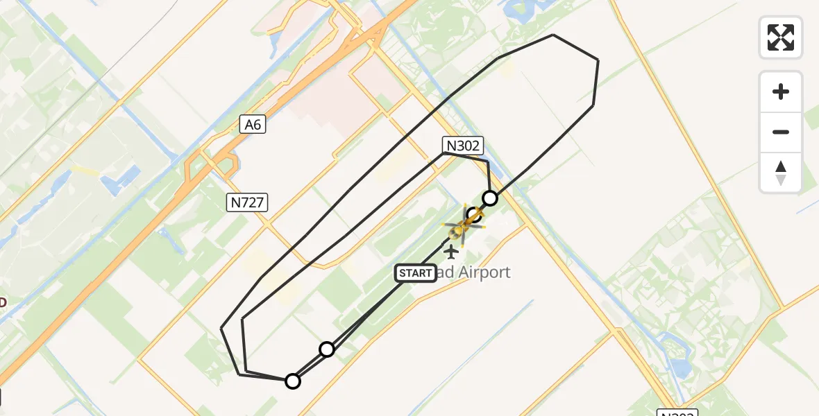 Vluchtroute Traumahelikopter Lelystad Airport - Lelystad Airport, 15 september 2026, 18:29