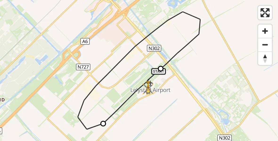 Vluchtroute Traumahelikopter Lelystad Airport - Lelystad Airport, 15 september 2026, 18:40