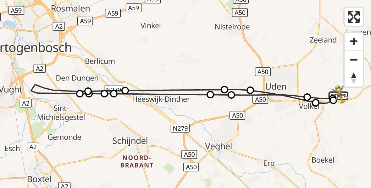 Vluchtroute Traumahelikopter Vliegbasis Volkel - Vliegbasis Volkel, 15 september 2026, 22:30