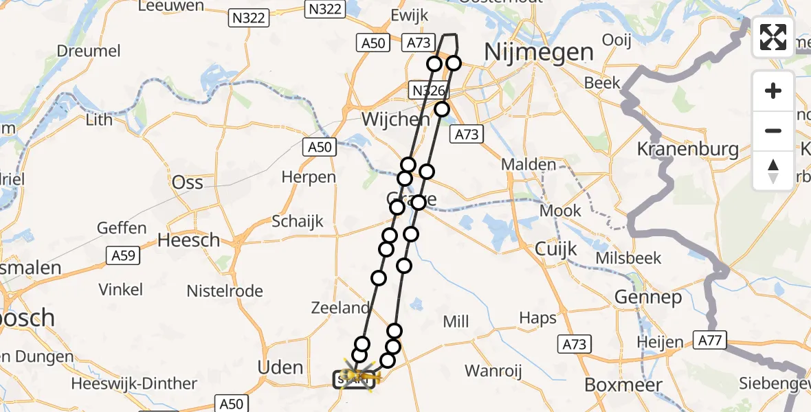 Vluchtroute Traumahelikopter Vliegbasis Volkel - Vliegbasis Volkel, 16 september 2026, 05:49