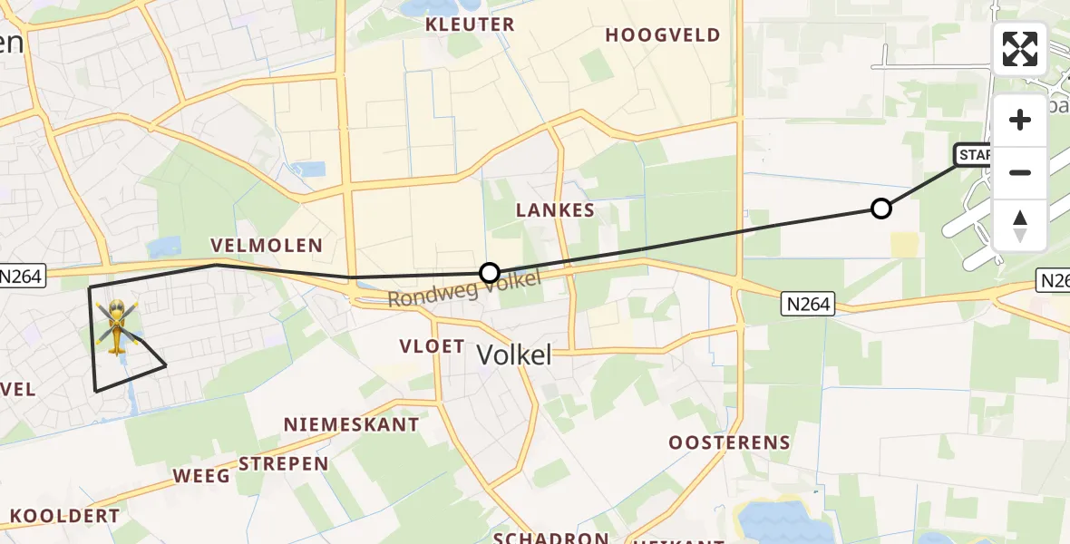 Vluchtroute Traumahelikopter Vliegbasis Volkel - Uden, 16 september 2026, 06:09