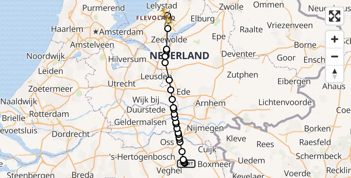 Vluchtroute Traumahelikopter Vliegbasis Volkel - Lelystad Airport, 16 september 2026, 09:14