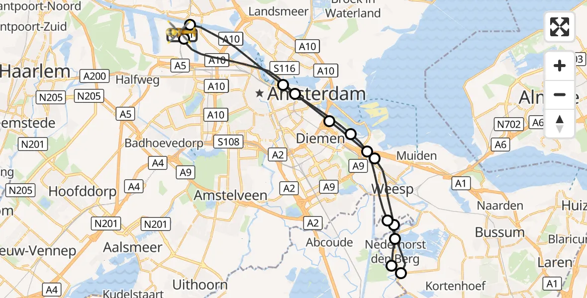 Vluchtroute Traumahelikopter Amsterdam Heliport - Amsterdam Heliport, 16 september 2026, 12:07