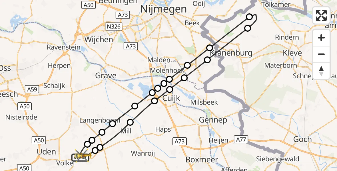 Vluchtroute Traumahelikopter Vliegbasis Volkel - Vliegbasis Volkel, 16 september 2026, 12:29