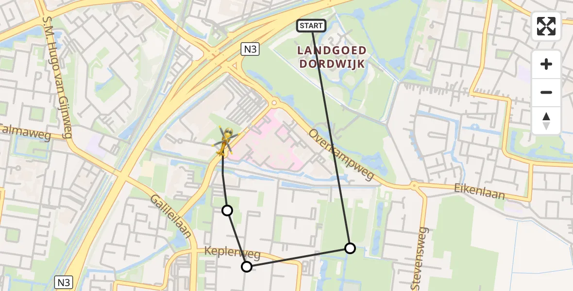 Vluchtroute Traumahelikopter Dordrecht - Albert Schweitzer Hospital Dordrecht Heliport, 16 september 2026, 13:03